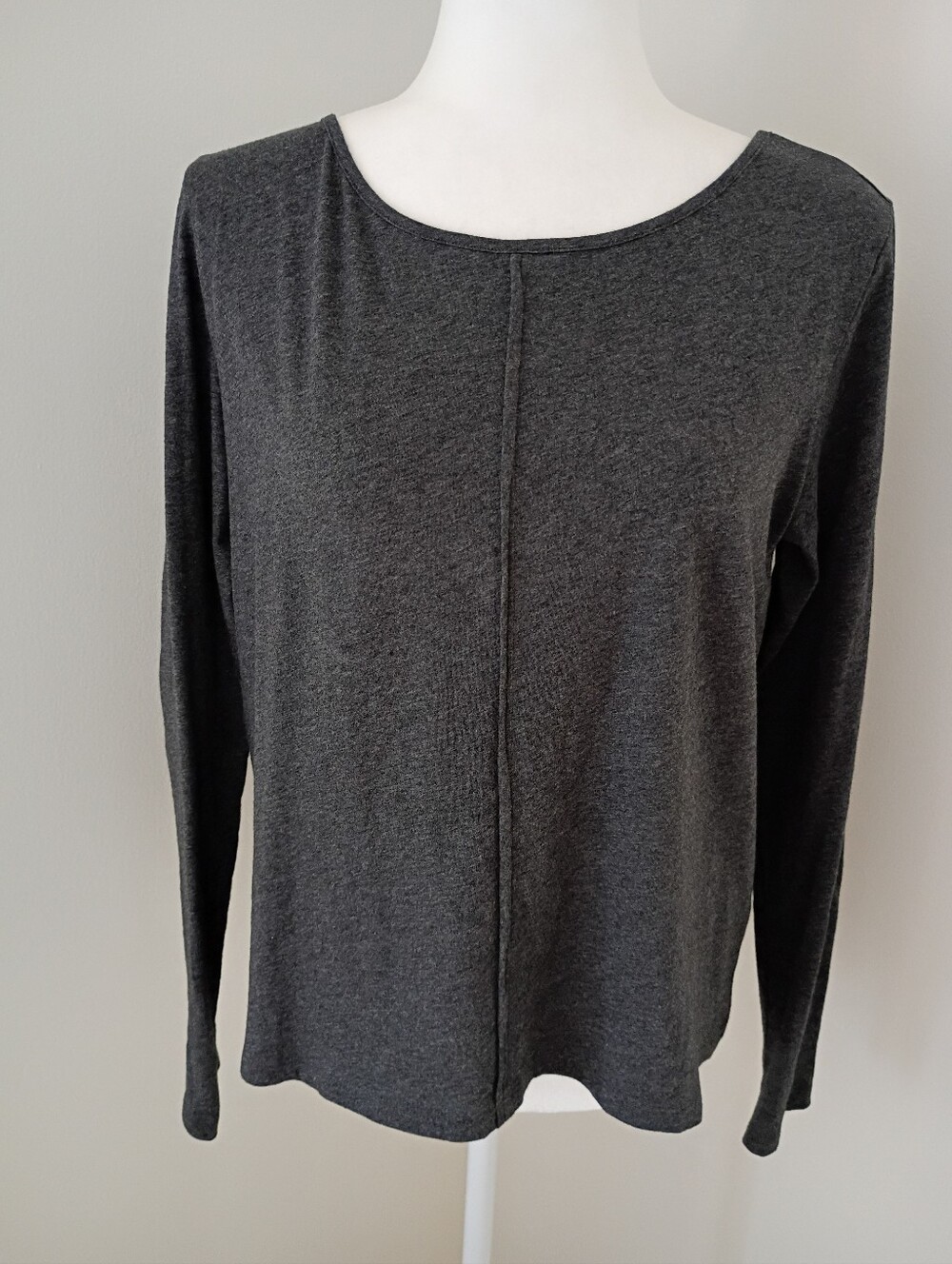 Lilla P Gray Wide Neck Long Sleeve Gray Tee Size Small